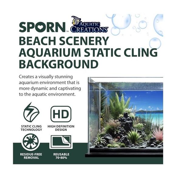 Aquatic Creations Aquarium Background Beach Scene 24”x12” - Picture 5 of 10
